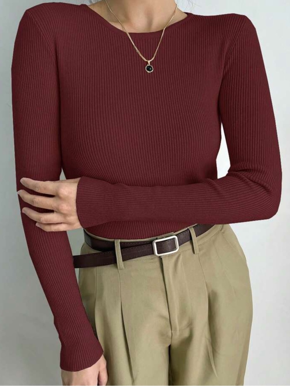 Red Ribbed Longsleeve